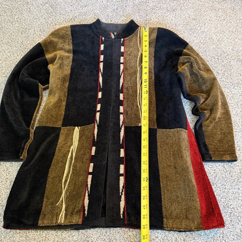 Mina Norton New York Wearable Art/Artsy/Art To Wear Chenille Cardigan Women’s L - Picture 3 of 9